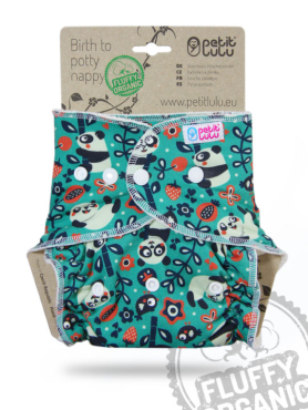 Petit Lulu - formsyet fluffy ONESIZE - trykknapper - faddy panda