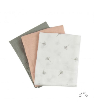 Popolini stofbleer - 3pk 70x70 - GOTS - soft ginko