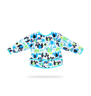 Petit lulu - hagesmæk med ærmer i vandtæt PUL - elephant blue Petit lulu - hagesmæk med ærmer i vandtæt PUL - elephant blue