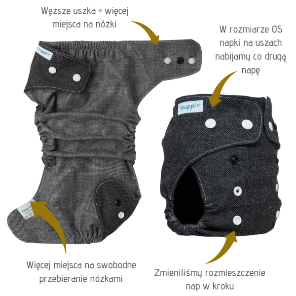 Puppi merino uld cover - onesize - trykknapper - mythical galleon