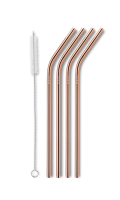 AYA&IDA- 4 sugerør i rustfri stål med knæk - normal - rose gold