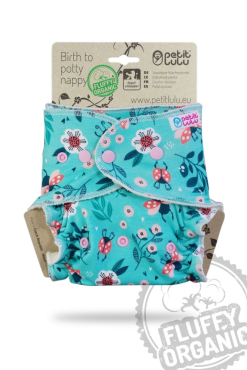 Petit Lulu - MAXI fluffy organic - trykknapper - ladybird in the meadow
