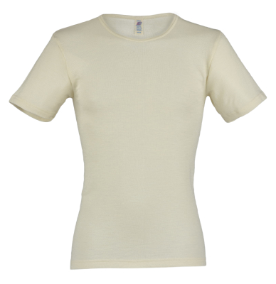 Engel t-shirt til mænd i uld/silke GOTS - natur 