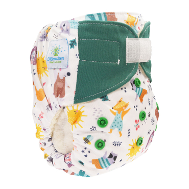 Blümchen onesize AIO lommeble med øko bomuld - velcro - stripy elk

