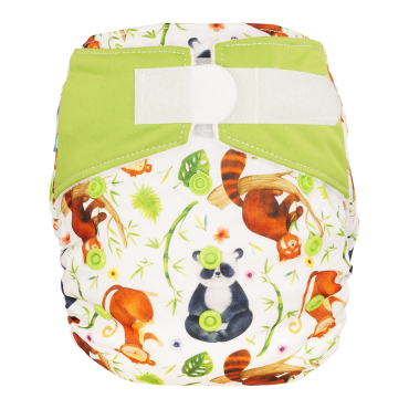 Blümchen onesize AIO lommeble med bambus - velcro - panda
