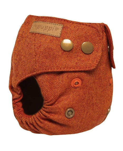 Puppi merino uld cover - newborn - rusty fox - trykknapper