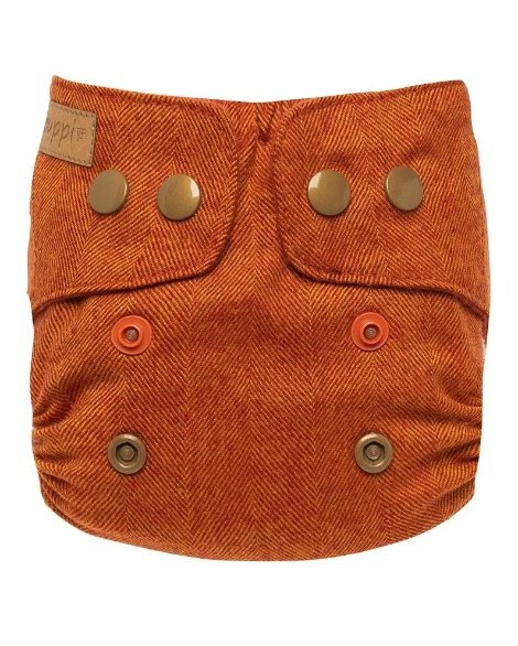 Puppi merino uld cover - newborn - rusty fox - trykknapper