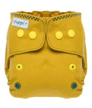 Puppi merino uld cover - newborn - olive grove - trykknapper