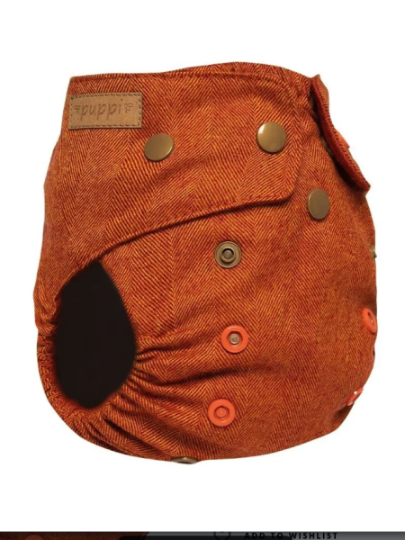 Puppi merino uld cover - onesize SIO PLUS - trykknapper - rusty fox