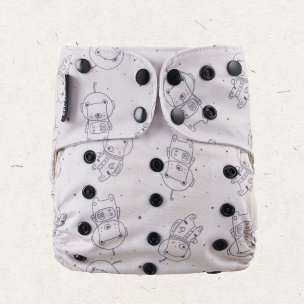 Se Eco Mini onesize lommeble med bambus - space teddy hos Ko og Ko