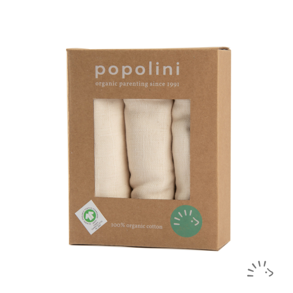 Popolini stofbleer - 3pk 70x70 - GOTS - natur - LIGHT