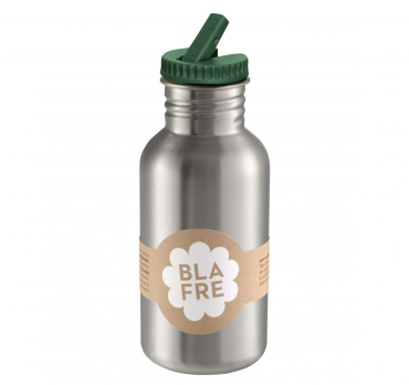 BLAFRE stålflaske - 500 ml m. vippetud/sugerør - grøn