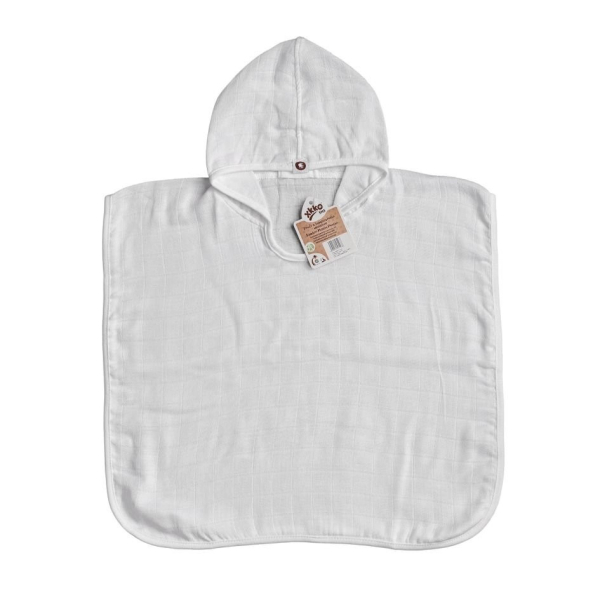 XKKO badeponcho i bambus - muslin  - hvid