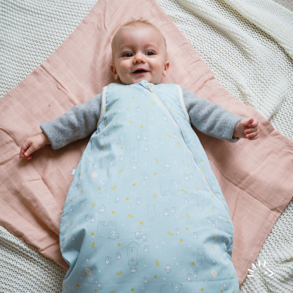 Iobio sovepose til nyfødt i økologisk bomuld - vintage blue dandelion