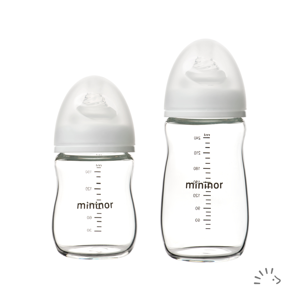 Billede af Mininor sutteflaske i glas og silikone - vælg størrelse - vælg størrelse 160 mL