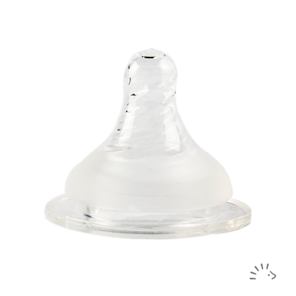 Mininor sutteflaske af glas og silikone