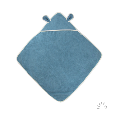 Iobio håndklæde med ører i økologisk bomuld - blå