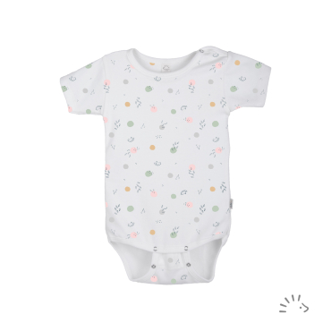 Iobio body m/ korte ærmer i økologisk rib bomuld - birdy dots