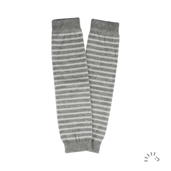 Iobio benvarmere i økologisk bomuld - light grey-striped ecru