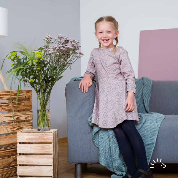 Iobio kjole i økologisk bomuld - beige leaves