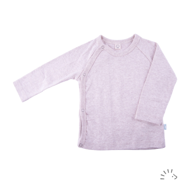 Iobio slå-om-bluse i økologisk rib bomuld - beige melange