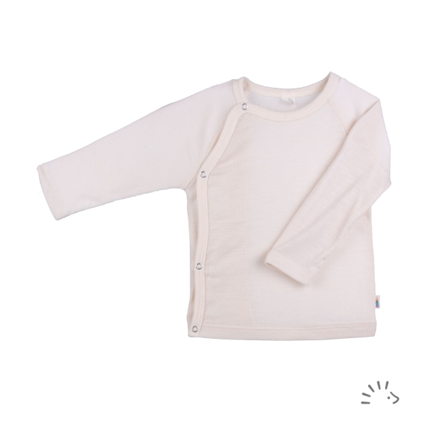 Iobio slå-om-bluse i økologisk uld/silke - white