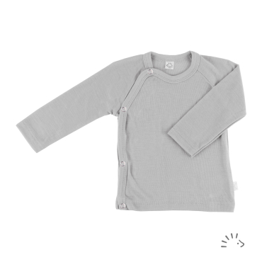 Iobio slå-om-bluse i økologisk uld/silke - grey