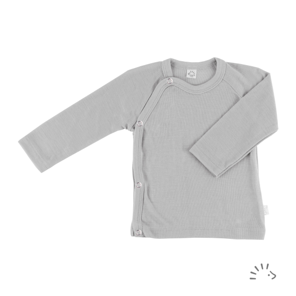 Iobio slå-om-bluse i økologisk uld/silke - grey