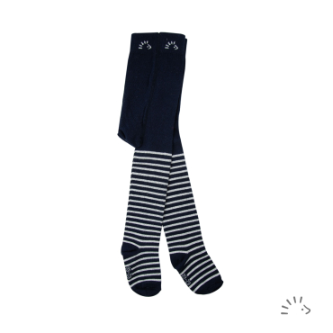 Iobio strømpebuks i økologisk bomuld - dark blue-striped ecru