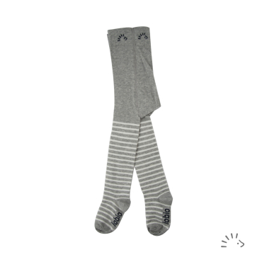 Iobio strømpebuks i økologisk bomuld - light grey-striped ecru