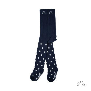 Iobio strømpebuks i økologisk bomuld - dark blue-dots ecru