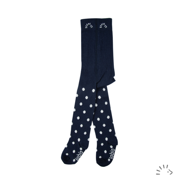Iobio strømpebuks i økologisk bomuld - dark blue-dots ecru