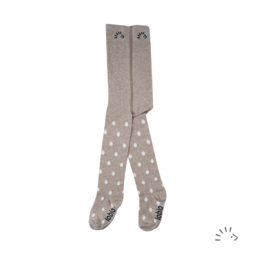 Iobio strømpebuks i økologisk bomuld - light beige-dots ecru