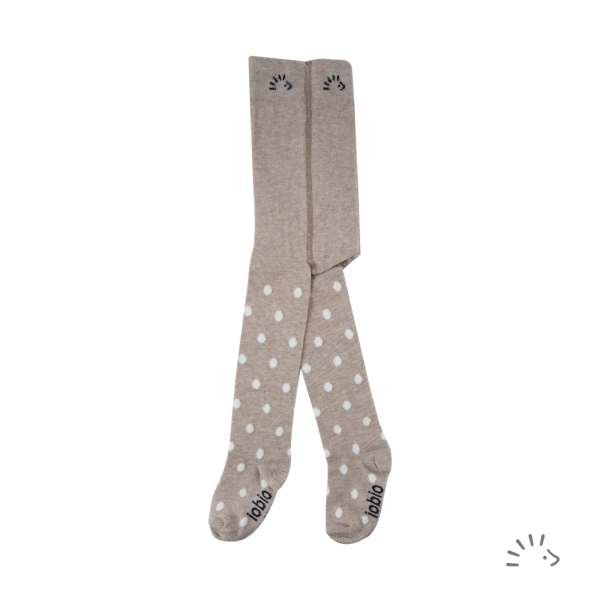 Iobio strømpebuks i økologisk bomuld - light beige-dots ecru