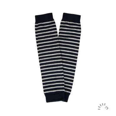 Iobio benvarmere i økologisk bomuld - dark blue-striped ecru
