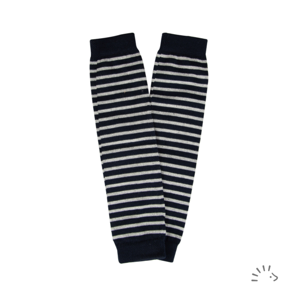 Iobio benvarmere i økologisk bomuld - dark blue-striped ecru
