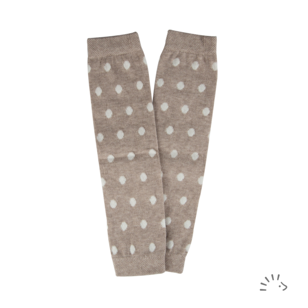 Iobio benvarmere i økologisk bomuld - light beige-dots ecru
