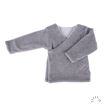 Iobio vendbar trøje med knapper i økologisk bomuld og velour - grey