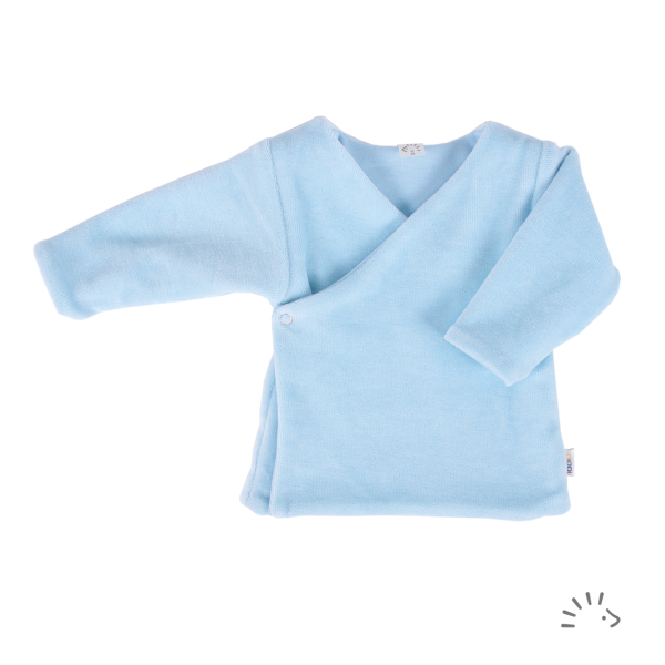 Iobio vendbar trøje med knapper i økologisk bomuld og velour - light blue
