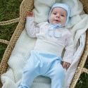 Iobio trøje med slå-om i økologisk bomuld - vintage blue dandelionIobio trøje med slå-om i økologisk bomuld - vintage blue