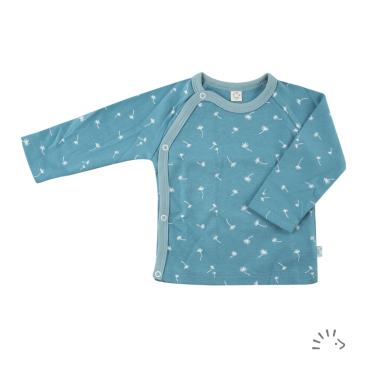 Iobio trøje med slå-om i økologisk bomuld - vintage blue dandelion