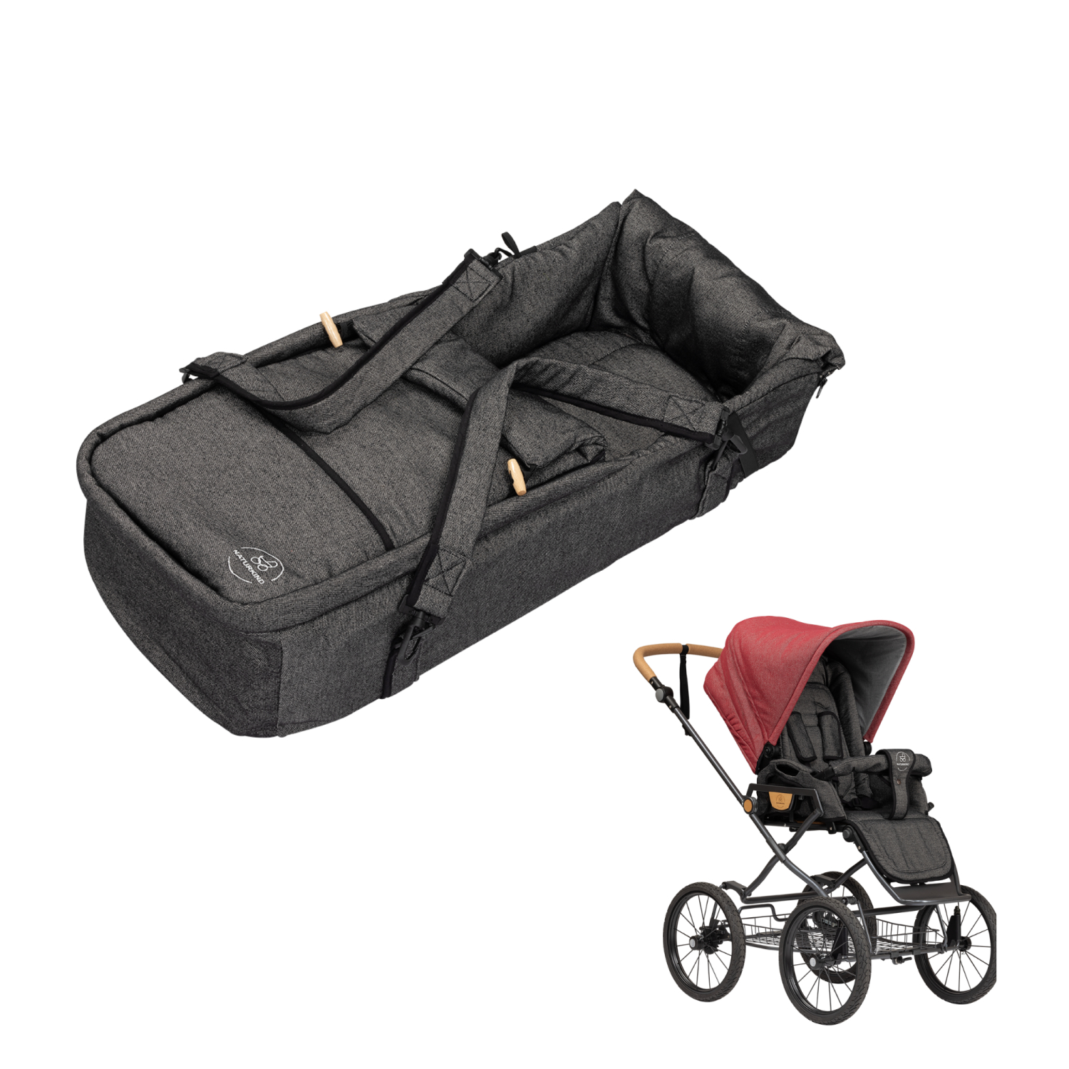 Naturkind Pakke Klapvogn Ida + Blød Lift Colour Granada Rødmeleret