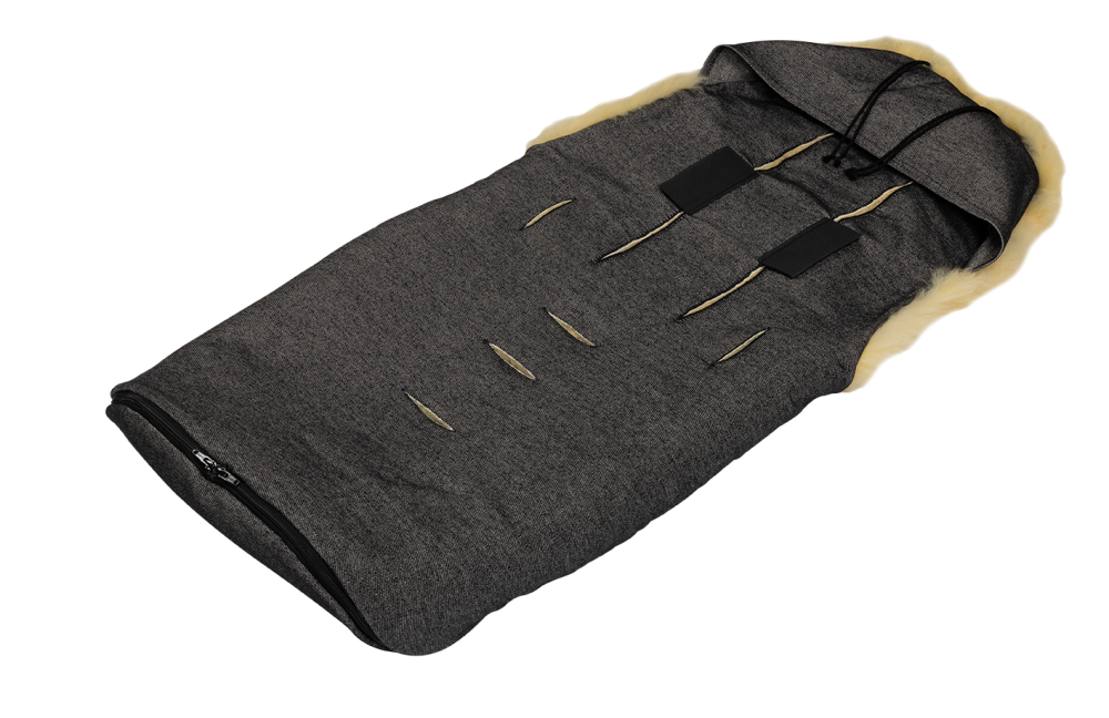 Billede af Naturkind kørepose i lammeuld - universal åbning - colour Erdmännchen (mørk grå)