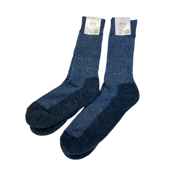 Hirsch Natur uldsok med ekstra kraftig sål til voksne - GOTS - jeans/nachtblau