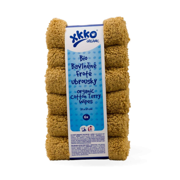 XKKO vaskeklud i økologisk bomuld - 6 pk - GOTS - mustard