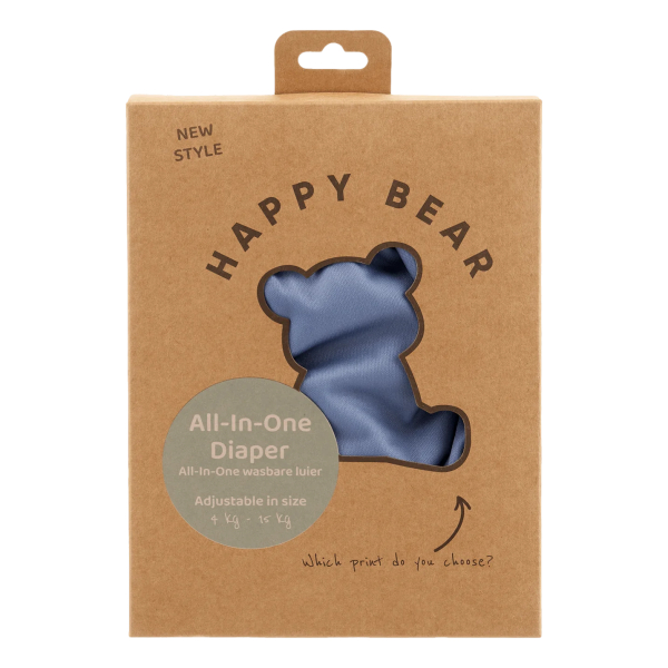 Happy Bear onesize AIO med enkelt lækagebarriere - denim