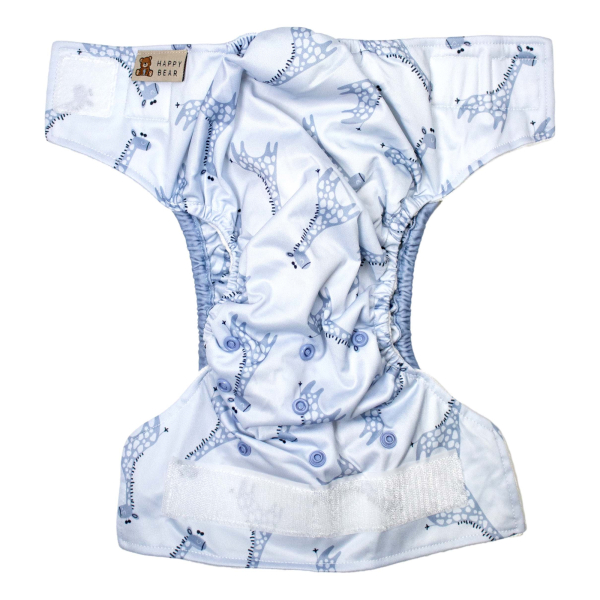 Happy Bear onesize AIO med dobbelt lækagebarriere - blue giraffe