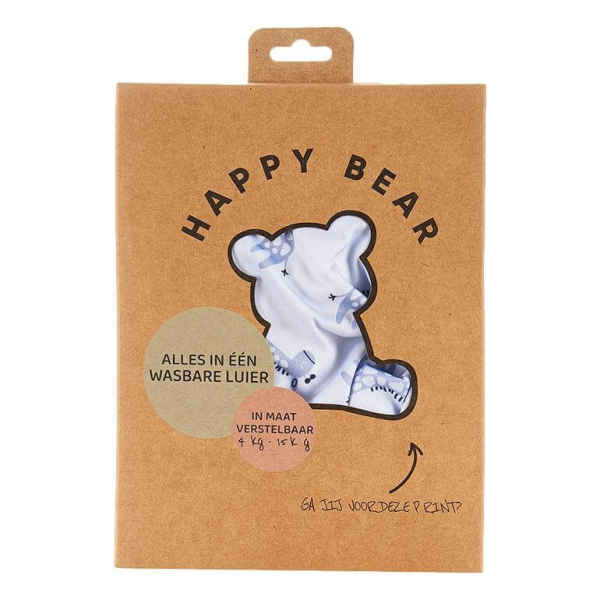 Happy Bear onesize AIO med dobbelt lækagebarriere - blue giraffe