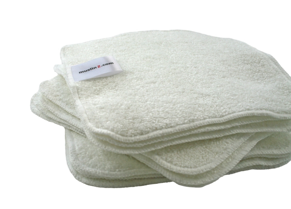 MuslinZ bambusvaskeklude i frotte - 20x20 cm - 12 pk - hvid