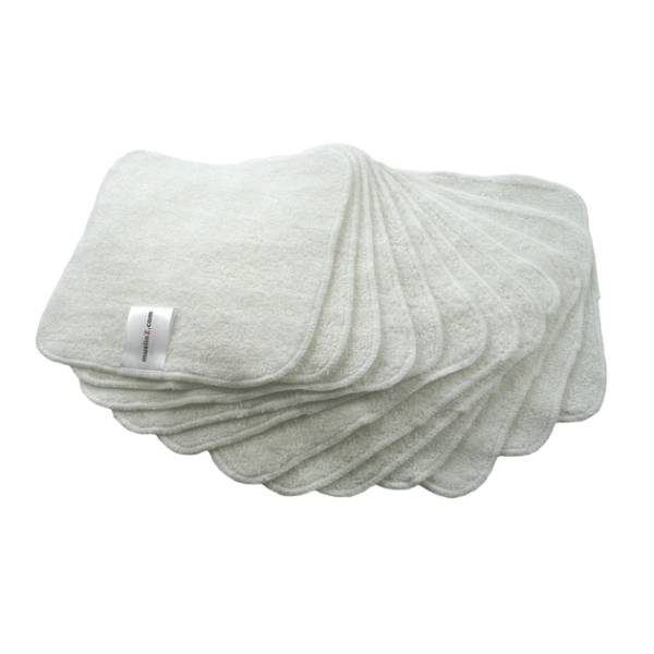 MuslinZ bambusvaskeklude i frotte - 20x20 cm - 12 pk - hvid
